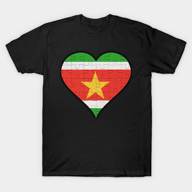 Surinamese Jigsaw Puzzle Heart Design - Gift for Surinamese With Suriname Roots T-Shirt by Country Flags